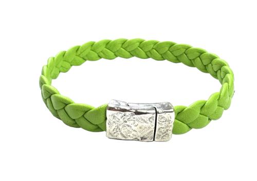 Preview: Lederarmband mit Magnetverschluss, hellgrün