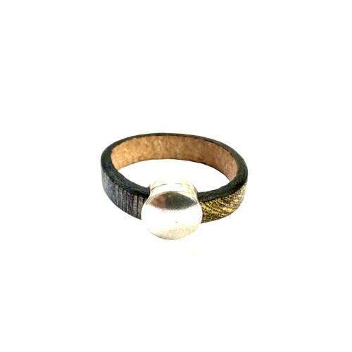 Lederring mit ZAMAK, beige gemustert