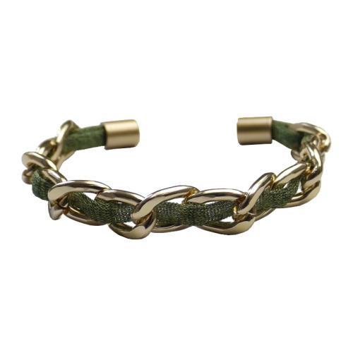 Perlon-Armband mit Gliederkette, grün