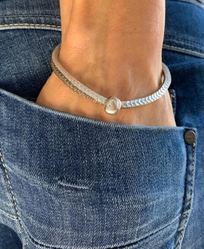 Pailletten-Perlon-Armband mit Element, beige-creme