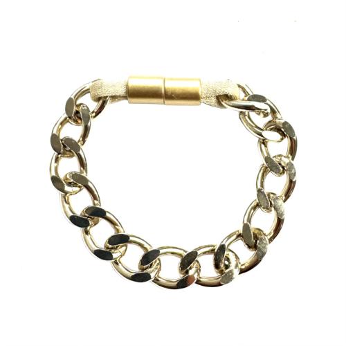 Perlon-Armband mit Gliederkette, gold-sand