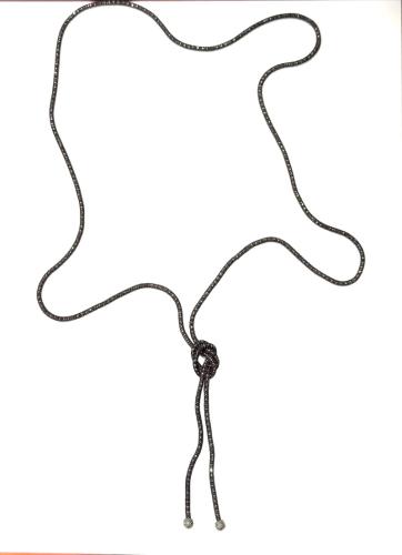 Perlon-Metall-Kette mit Kügelchen aus ZAMAK, schwarz