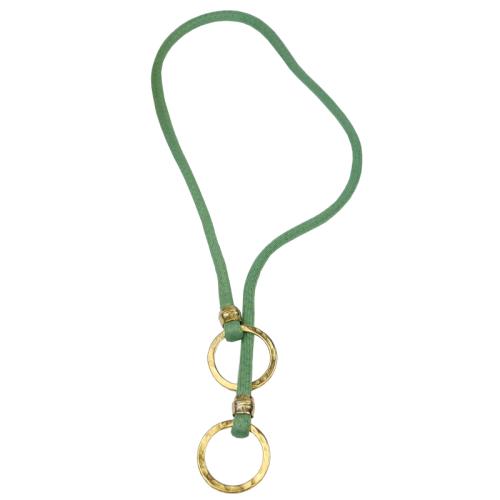 Viskosekette mit vergoldeten Elementen, jade