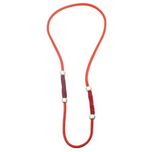 lange Viskose-Perlon-Kette mit Elementen aus Kunstharz, orange/kirschrot/rot