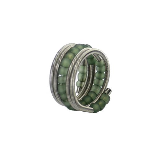Edelstahlring mit Muranoglas, olive