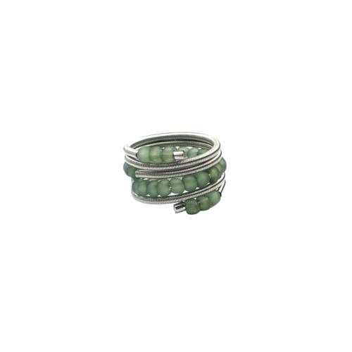 Edelstahlring mit Muranoglas, olive