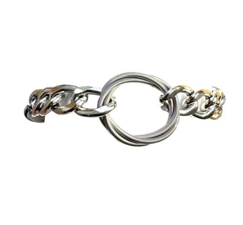 Edelstahl-Armband mit Gliederkette, silber