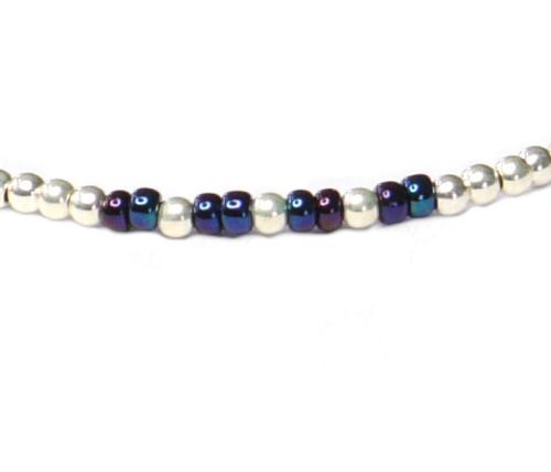 Silber-Glasperlen-Armband, dunkelblau