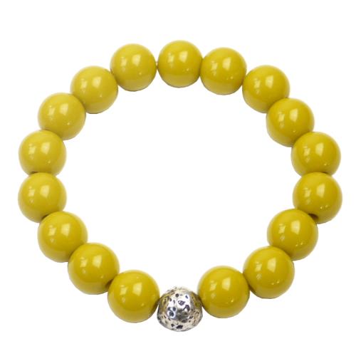 Armband aus Kunstharz mit Kugel aus ZAMAK, bananengelb