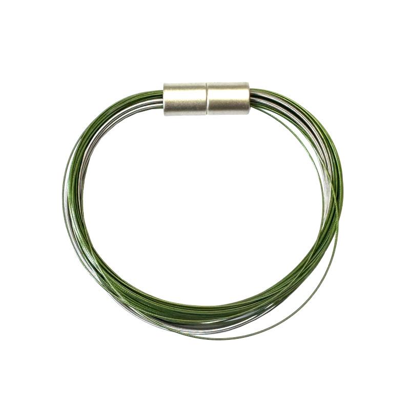 Armband aus Edelstahl u fabigen Draht, grün