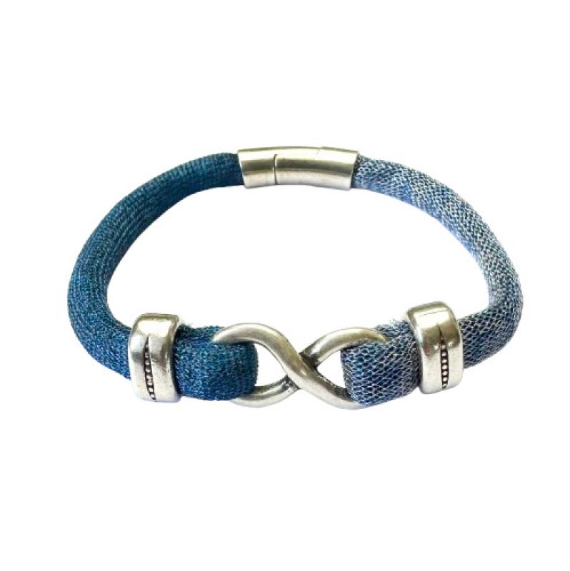 Viskose-Perlon-Armband, hellblau-dunkelblau