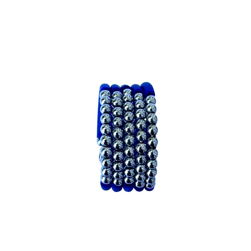 Wickelring mit Kautschuk und Hämatit, blau