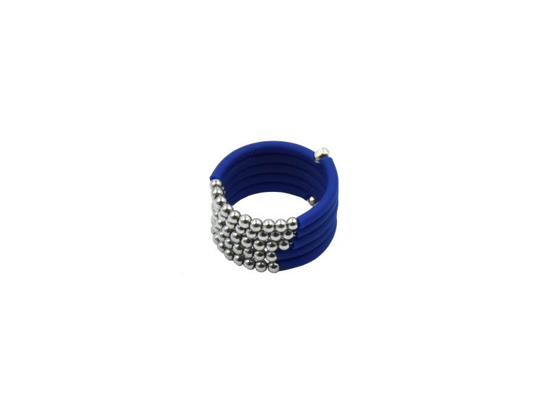 Wickelring mit Kautschuk und Hämatit, blau