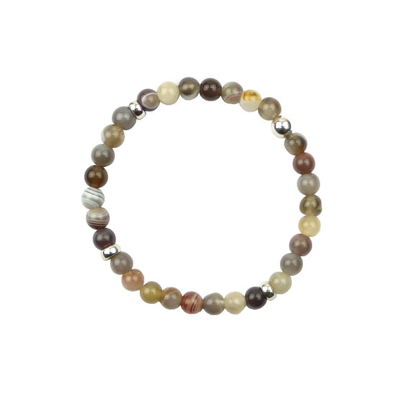 Edelsteinarmband mit Silberelemente, Botswana Achat