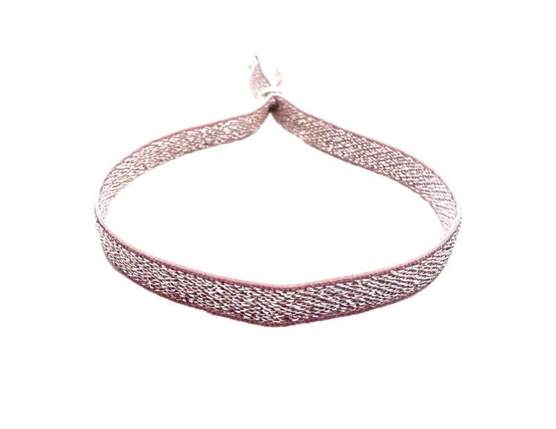 Stoffarmband mit Silberelementen, altrose