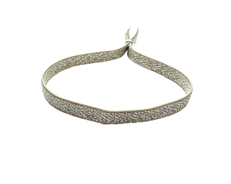 Stoffarmband mit Silberelementen, marron