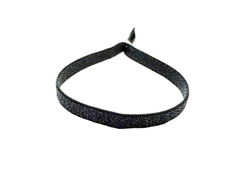Stoffarmband mit Silberelementen, schwarz