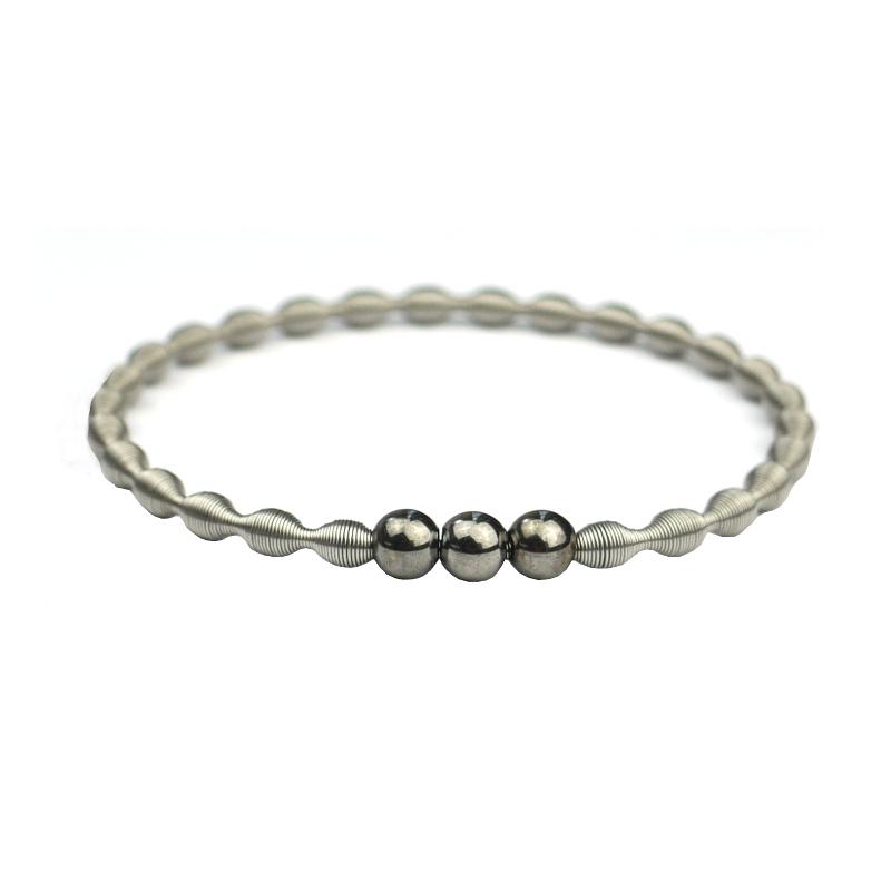 Edelstahlarmband - Welle mit 3 Silberkugeln, grey