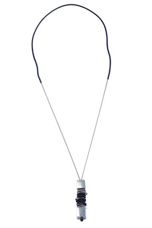 lange Edelstahl-Kautschuk-Kette mit Muranoglas, schwarz