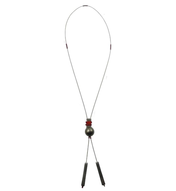 lange Edelstahlkette, rostrot-grau