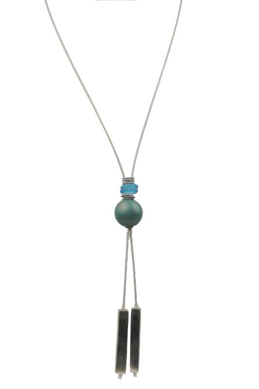 lange Edelstahlkette, mittelblau-grau
