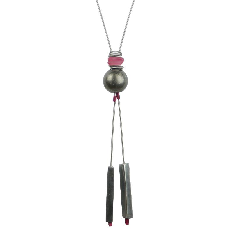 lange Edelstahlkette, altrose-grau