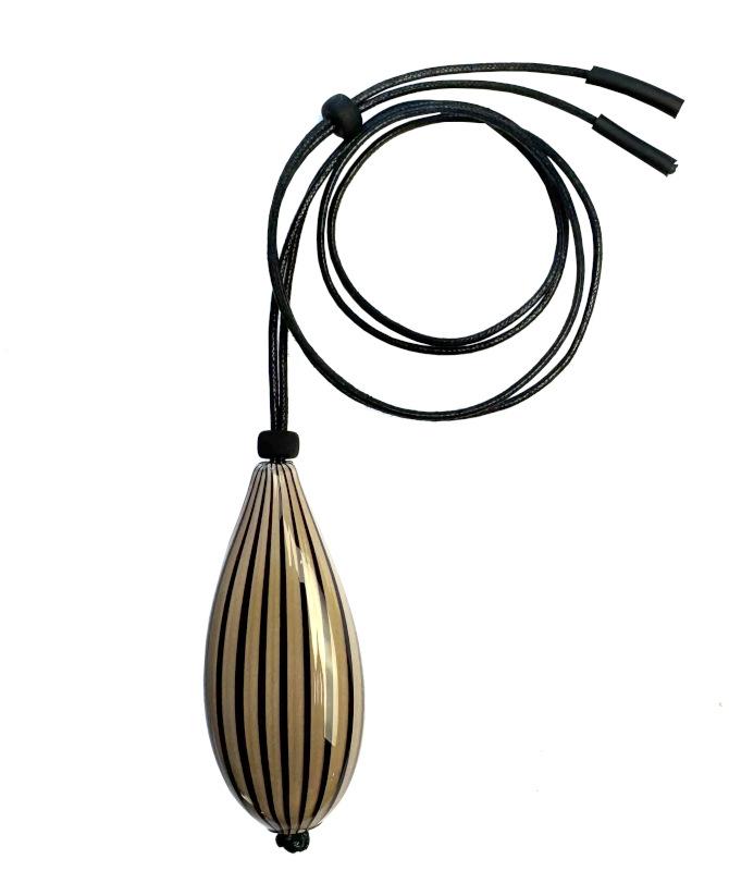 Muranoglaskette, beige-schwarz