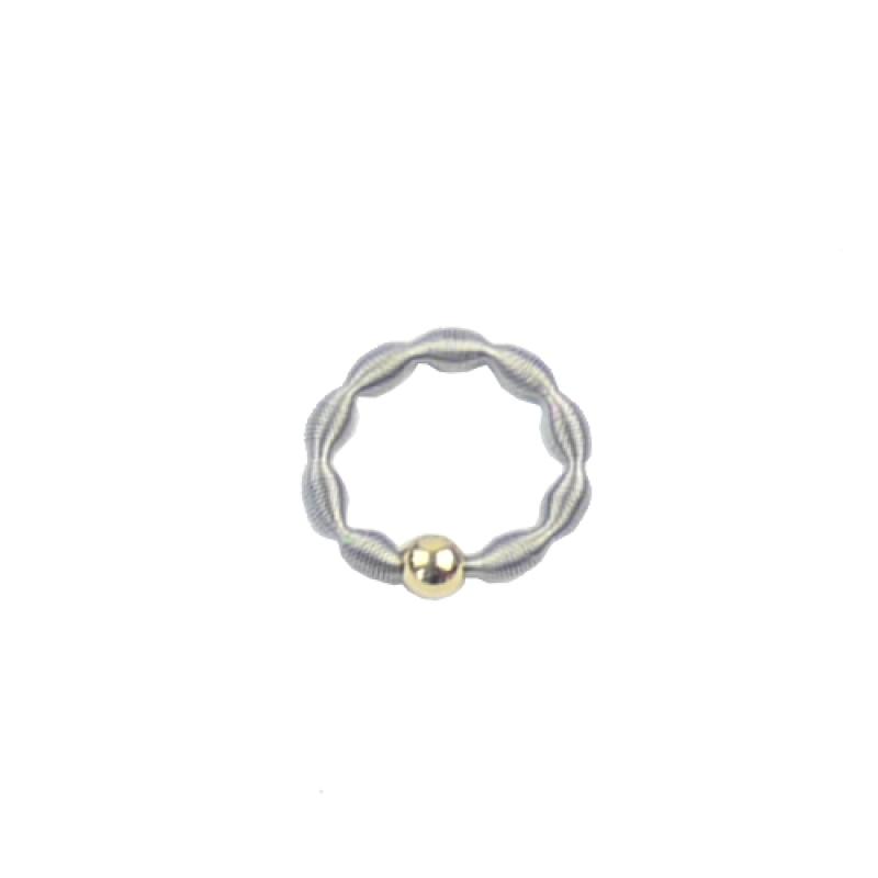 Edelstahlring - Welle mit vergoldeter Silberkugel