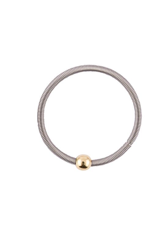 Edelstahlring mit Silberkugel, gold