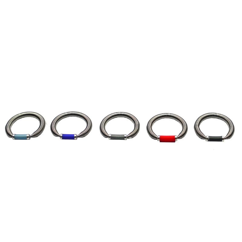 Edelstahlring mit Kautschukröhrchen, hellgrau metallic