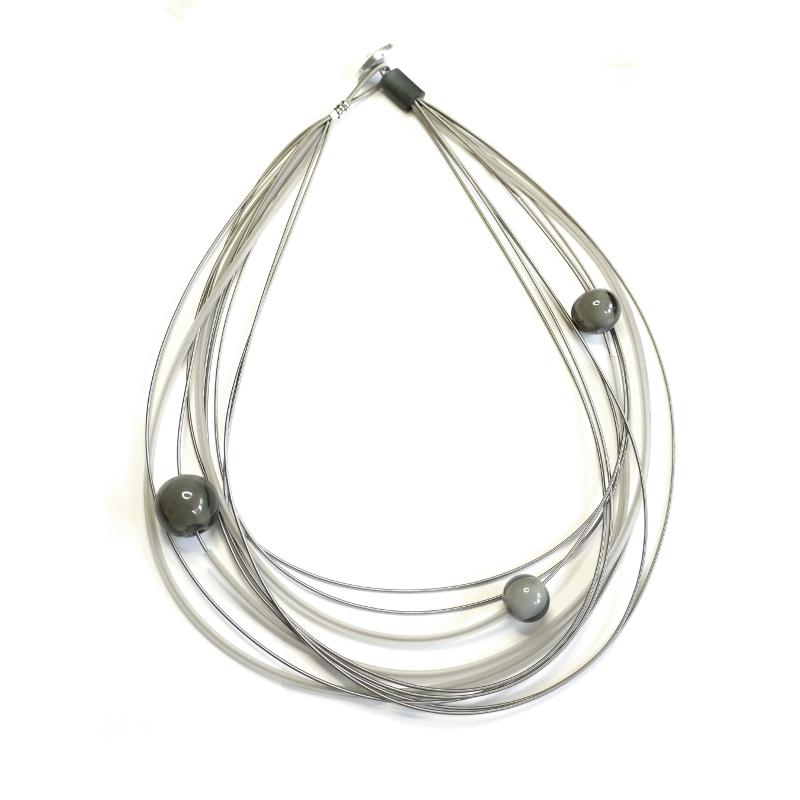 Kette Muranoglas, hellgrau-grau