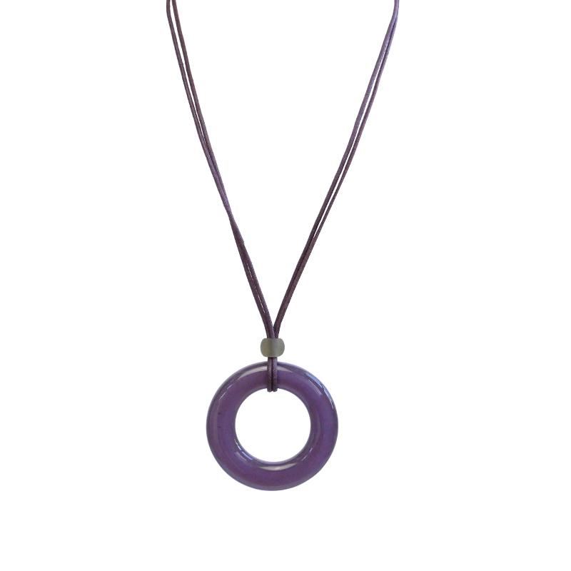 Baumwollkette mit einem Muranoglasring, lila