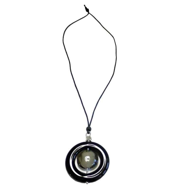 Kette Muranoglas, schwarz-grau