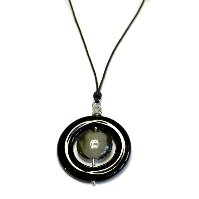 Kette Muranoglas, schwarz-grau