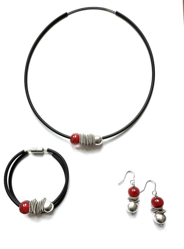 Kautschuk-Muranoglas-Kette, rot