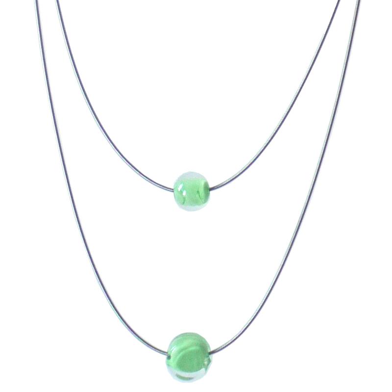 Edelstahl-Muranoglas-Kette, emerald