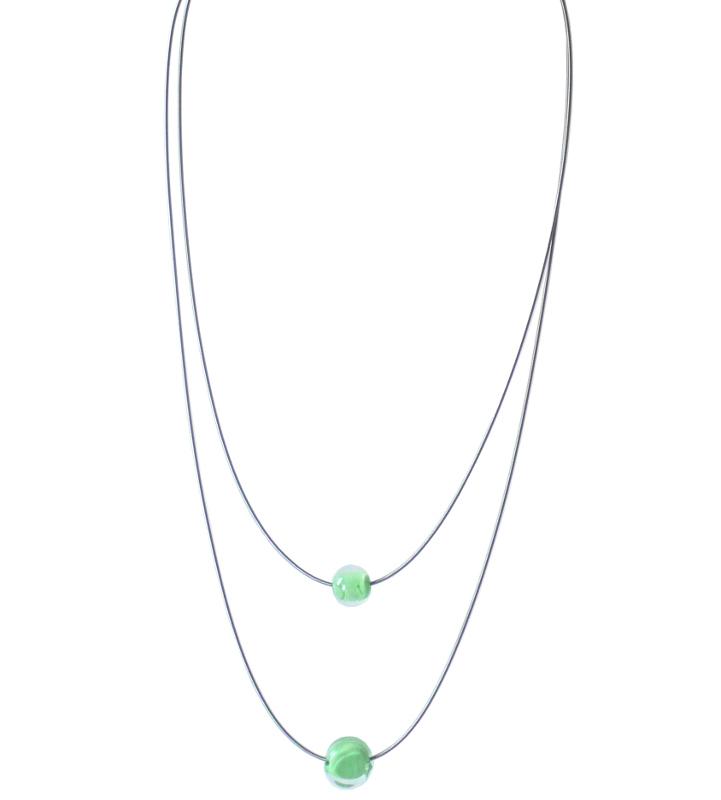 Edelstahl-Muranoglas-Kette, emerald