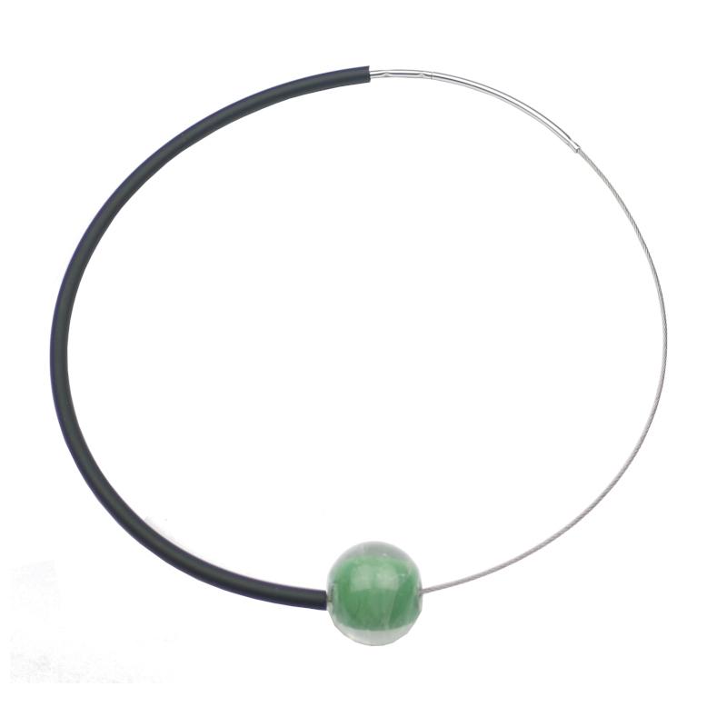 Kautschuk-Muranoglas-Kette, schwarz-smaragd