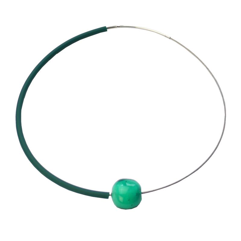 Kautschuk-Muranoglas-Kette, petrol-türkis
