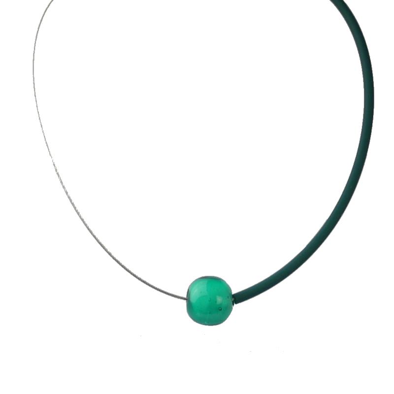 Kautschuk-Muranoglas-Kette, petrol-türkis