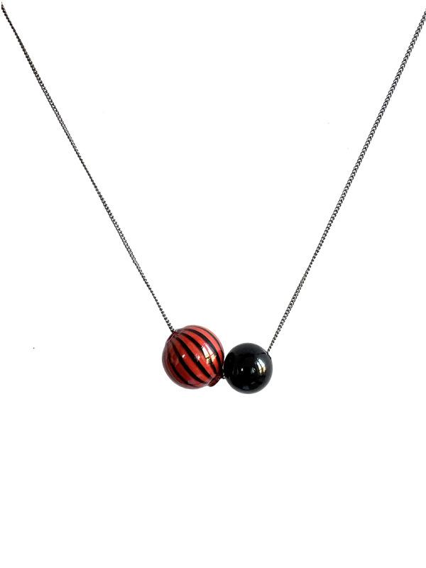 Kurze Muranoglaskette, rot-schwarz