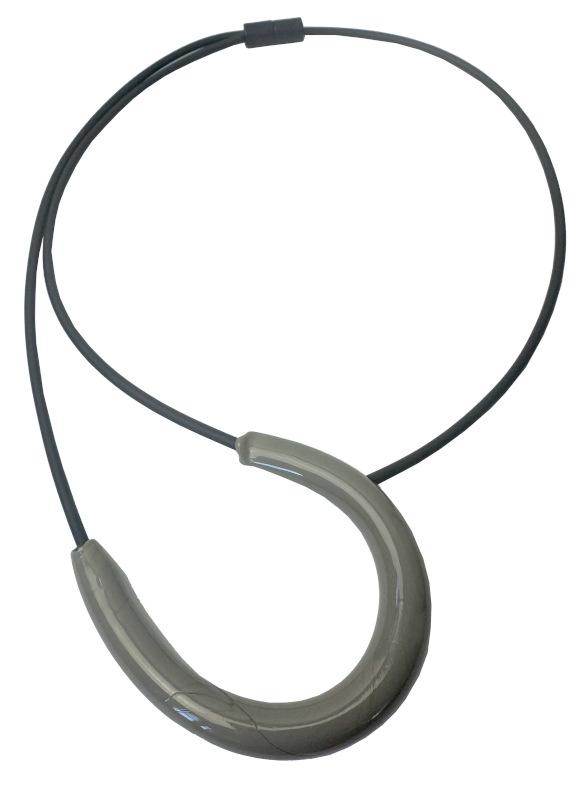 Kautschuk-Muranoglas-Kette, grau - schwarz