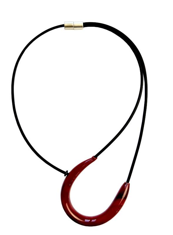 Kautschuk-Muranoglas-Kette, rot - schwarz