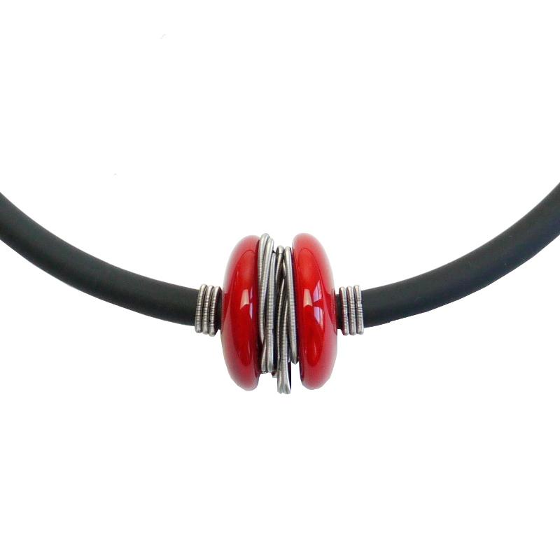 Kautschukkette mit Muranoglas, rot