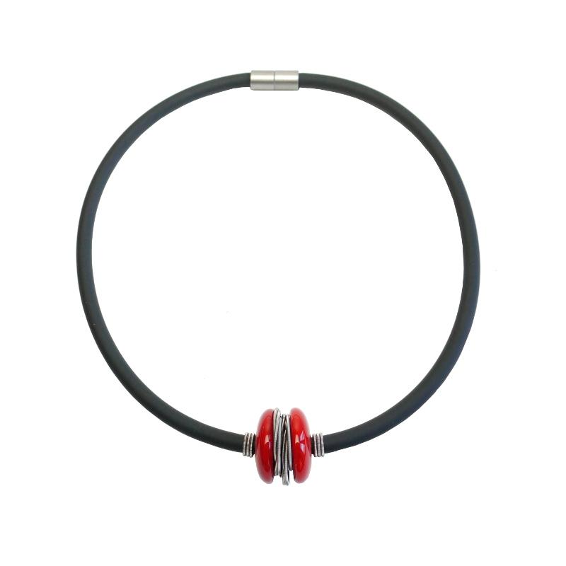 Kautschukkette mit Muranoglas, rot