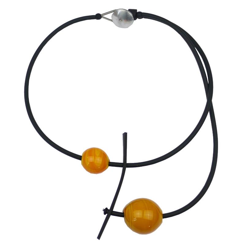 Muranoglas-Kautschuk-Kette, hellorange-schwarz