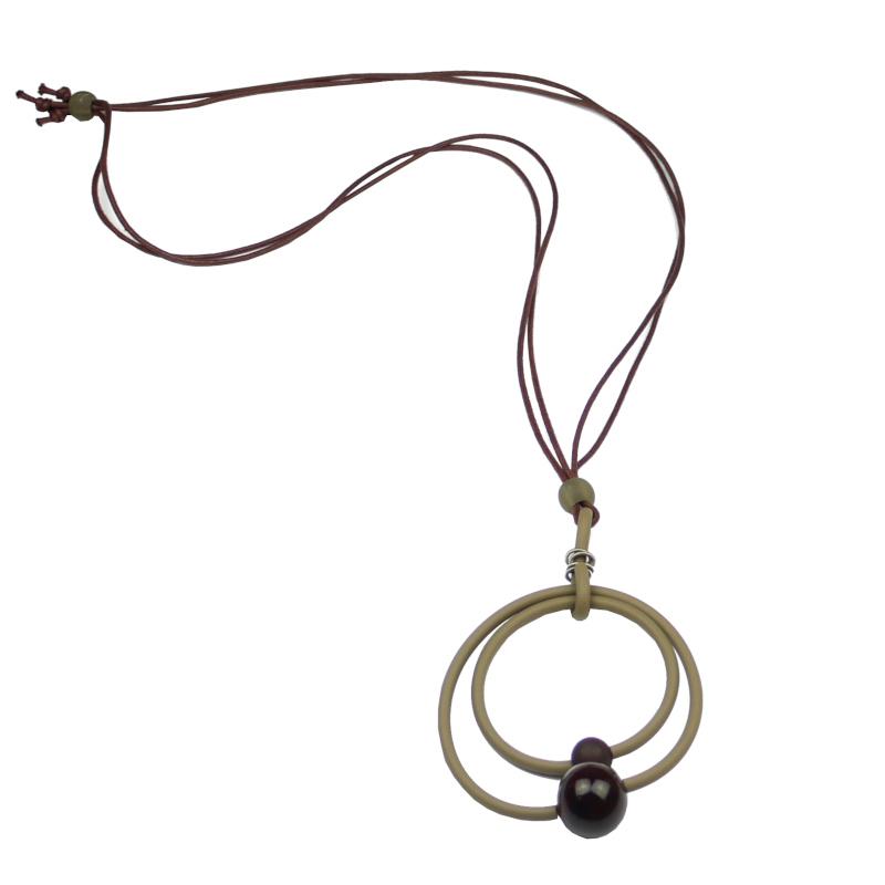 Muranoglas- /Kautschukkette, beige-dunkelbraun