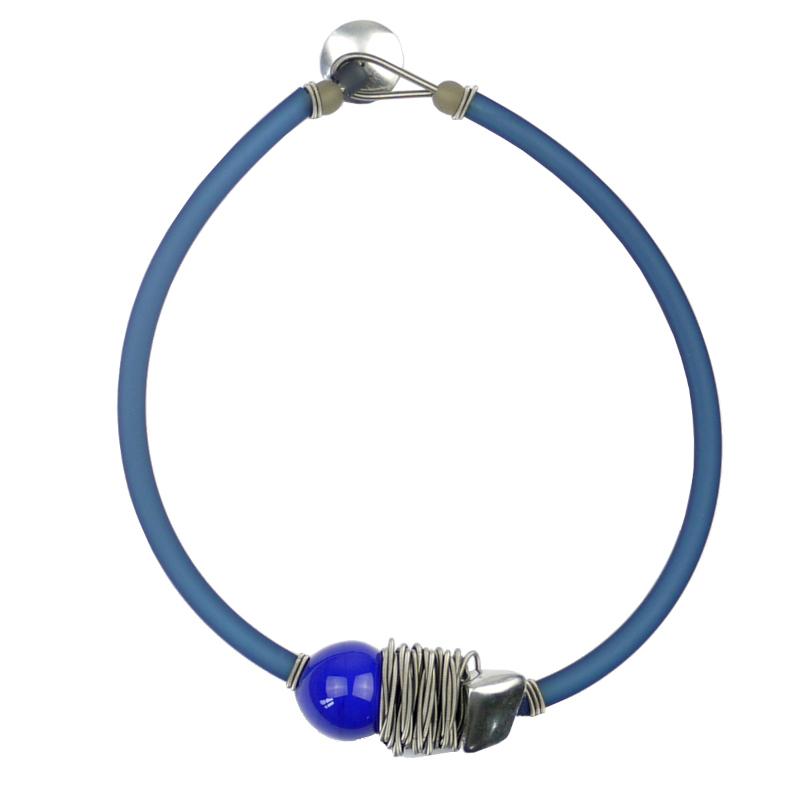 Kautschukkette mit Muranoglas, blau
