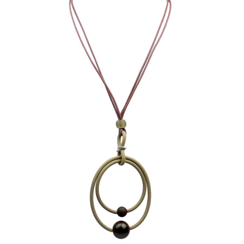 Muranoglas- /Kautschukkette, beige-dunkelbraun