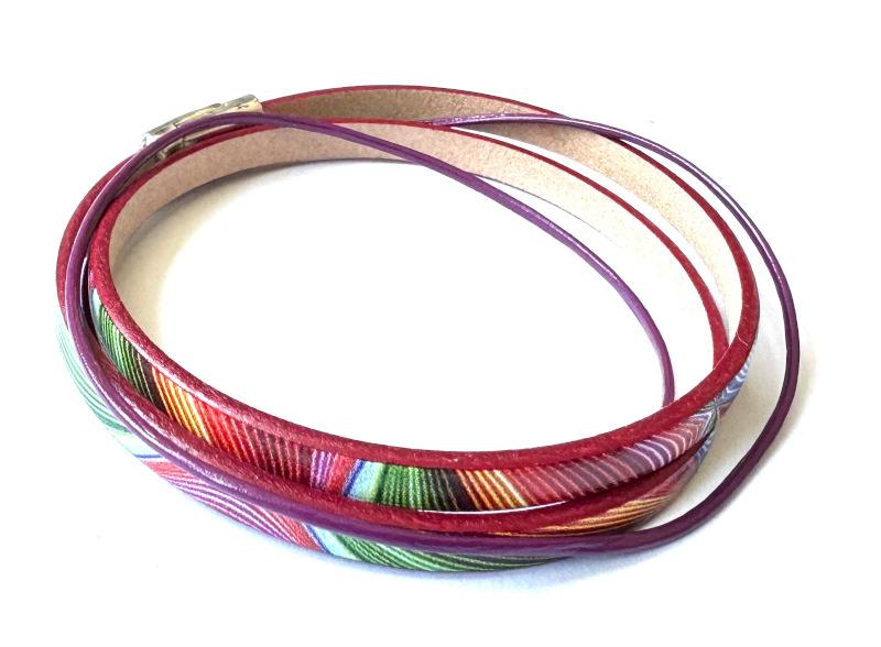 Leder mit ZAMAK-Verschluss, bunt - magenta